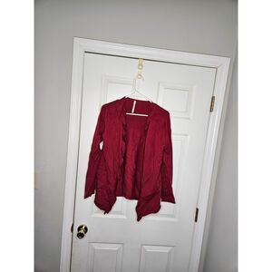 Leo & Nicole Size Small Red Cardigan With Ruffle Down Front